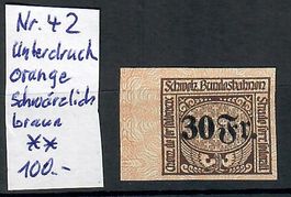1928: Eisenbahnmarke SBK Nr.42 Probedruck Bogenrand **