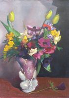 Guy BAER (1897-1985) huile sur toile, beau grand bouquet
