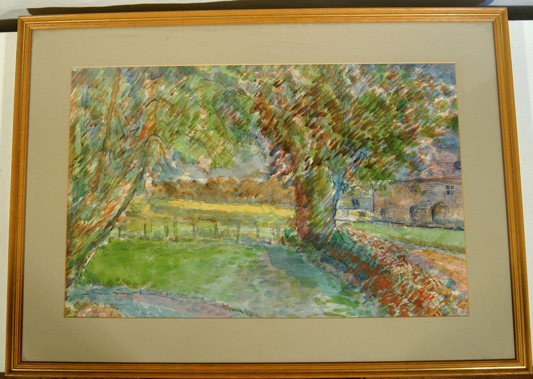 Dipinti: Wiese mit Bäumen Sc. Stephenson Aquarell – Usato da Herisau venduto da Wisen
