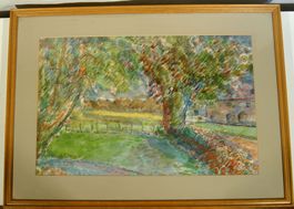Wiese mit Bäumen Sc. Stephenson Aquarell