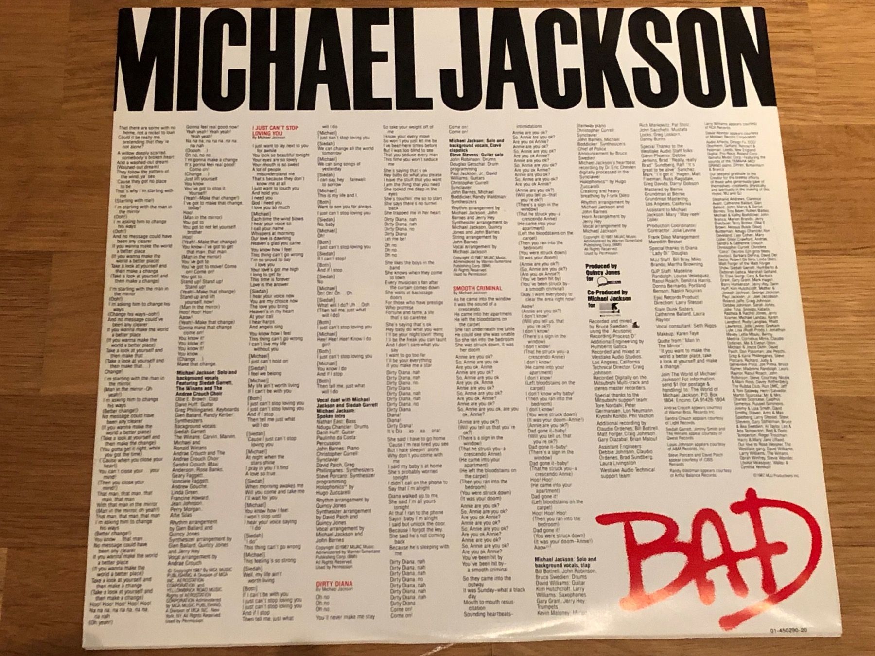 Schallplatten: Michael Jackson. 1987. BAD – Gebraucht aus Faulensee von Mizuno06 4