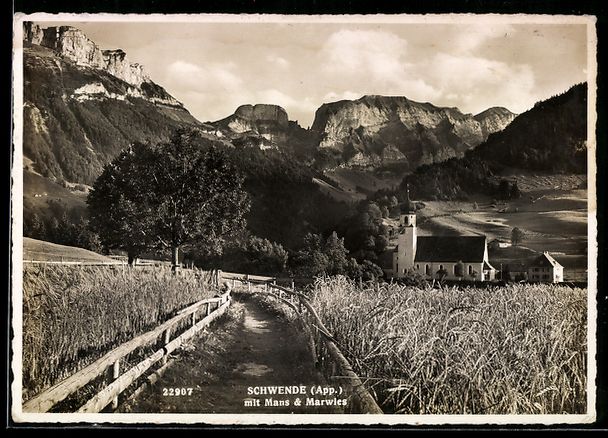 Cartoline postali: Schwende /App., Panorama mit Mans, Marwi – Usato da Berlin venduto da bartko-reher