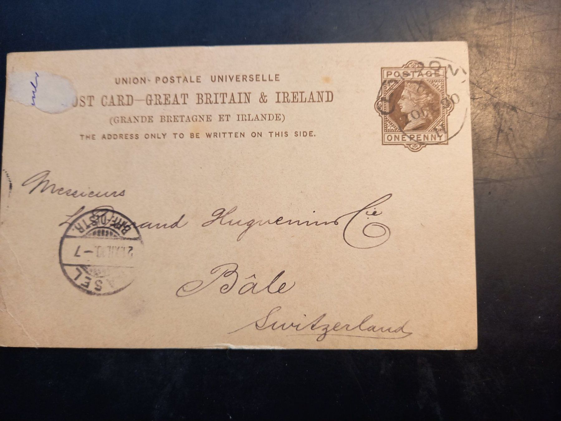 Tutti i francobolli: Karte England, one Penny, 1890 – Usato da Herzogenbuchsee venduto da Herkules9
