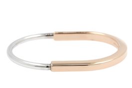 TIFFANY & CO Lock Armreif LG 18K Weiss & Rosegold *S4718