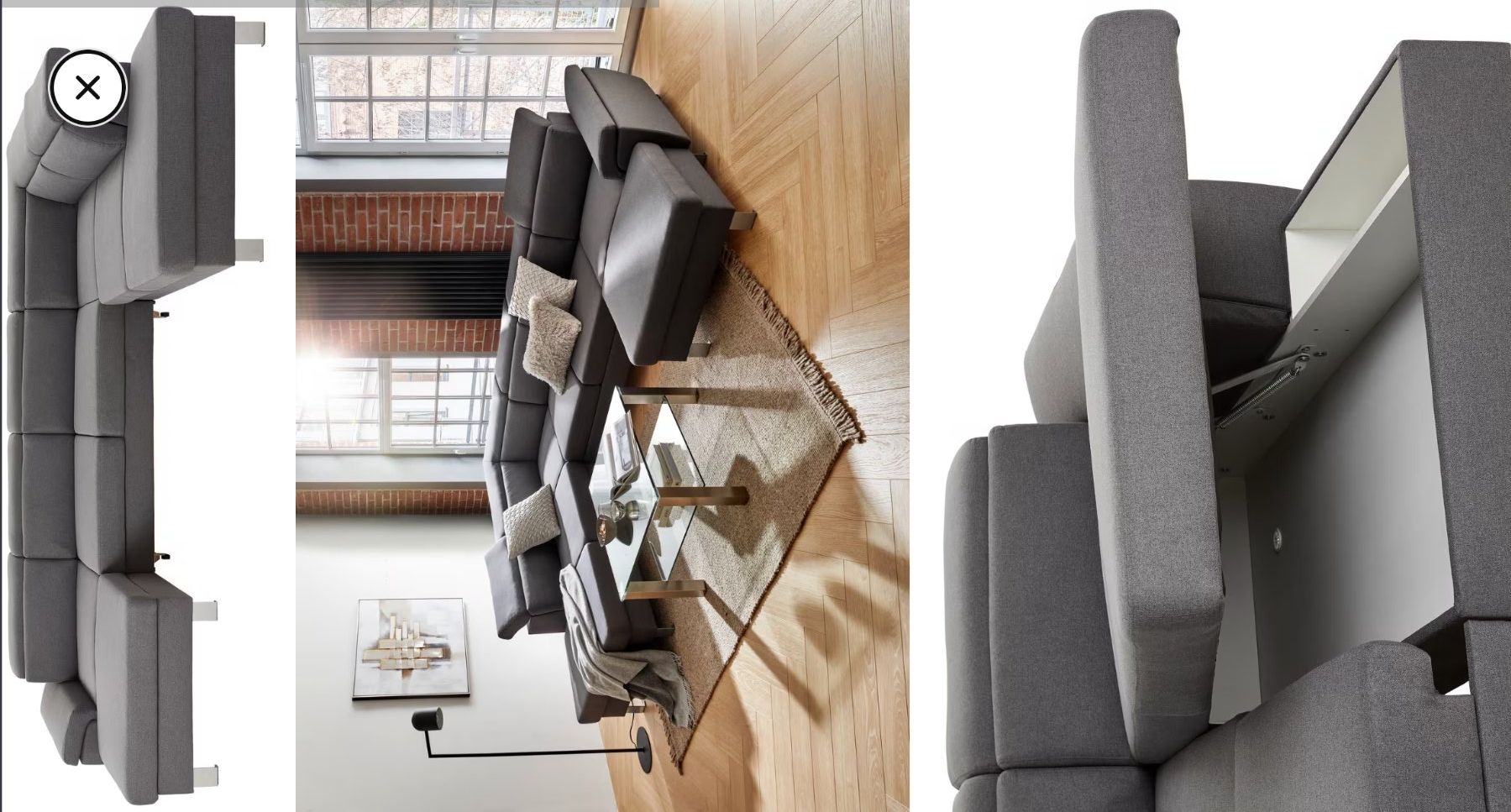 Divani: Ecksofa grau Stoff mit Bettfunktion und Chaiselongue – Usato da Schänis venduto da Mugi_87_ 4