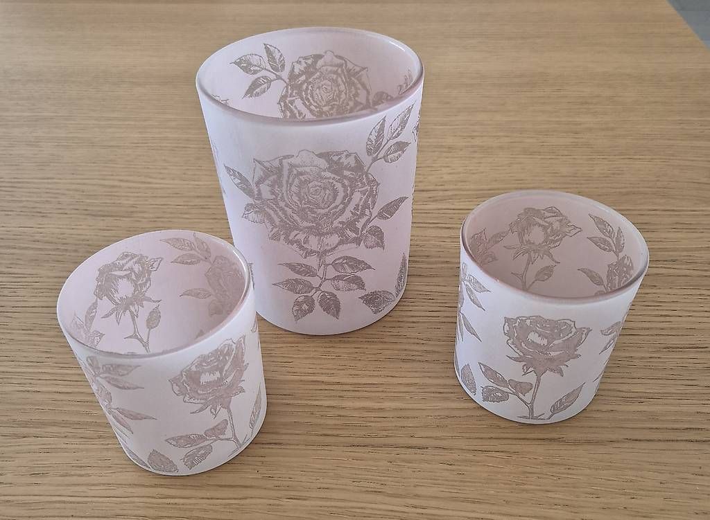 Portacandele: Kerzen Gläser mit Rosen – Usato da Menzingen venduto da bostit69