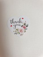 40x Sticker Aufkleber Etiketten Thank you Herz Hochzeit Rose