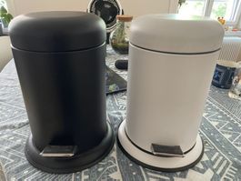 2x Pedal Bins - Black & White - Kitchen/Office - Clean Look