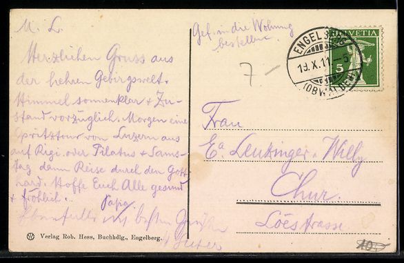 Cartoline postali: Engelberg, Ortspanorama mit Spannörter – Usato da Berlin venduto da bartko-reher 1