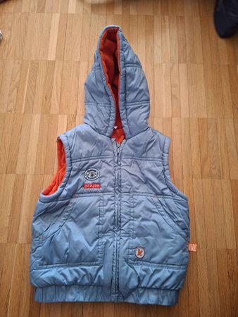 Kinder Weste mit Kapuze blau orange 