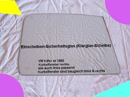 VW Käfer Seitenfenster Kurbelfenster ESG, mit VW OEM-Stempel