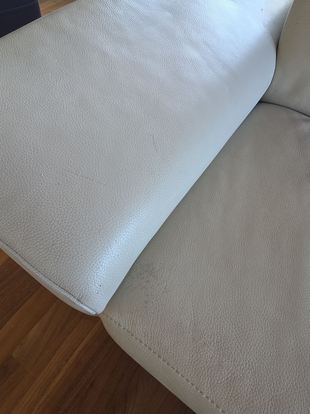 Divani: Ledersofa, Ledercouch Echtleder weiss / beige L-Form – Usato da Oberwil-Lieli venduto da Schramy 5