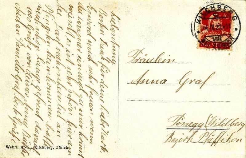 Cartoline postali: Kilchberg - Dichterhaus C.F. Meyer 1921 – Usato da Emmenbrücke venduto da teestube 1