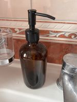 Elegant Amber Glass Soap Dispenser - Stylish & Modern!