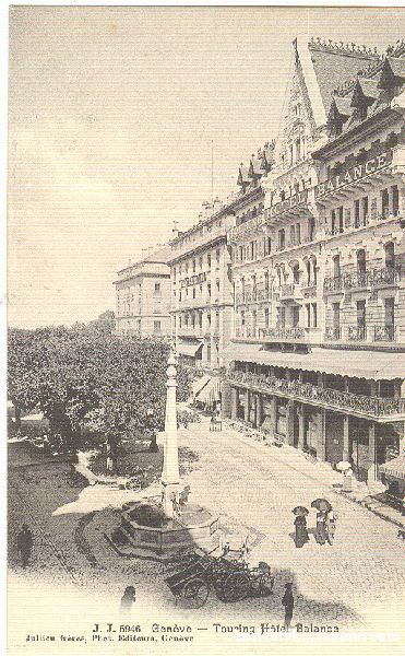 Cartoline postali: Genève - Touring Hôtel Balance + c1910 – Usato da Emmenbrücke venduto da teestube