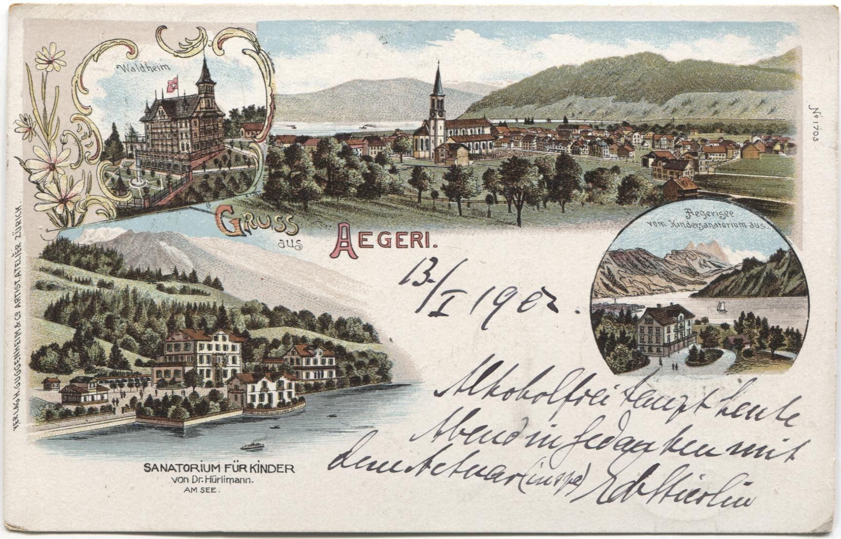 Cartoline postali: AEGERI ZG 1902 Lithografie – Usato da Rothrist venduto da Clanx