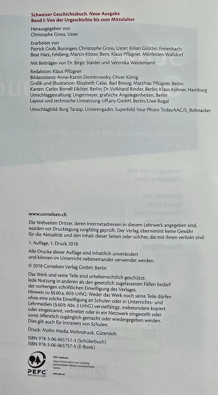 Livres: Schweizer Geschichtsbuch 1, Cornelsen – D'occasion à Zürich par pfo_tjp8 2