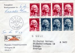 BELEG VON OSLO NACH SPÂNGA NACHNAHME SAUBER GESTEMPELT -SP54