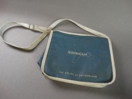 Echte Original antike vintage SWISSAIR kleine Anhänge-Tasche