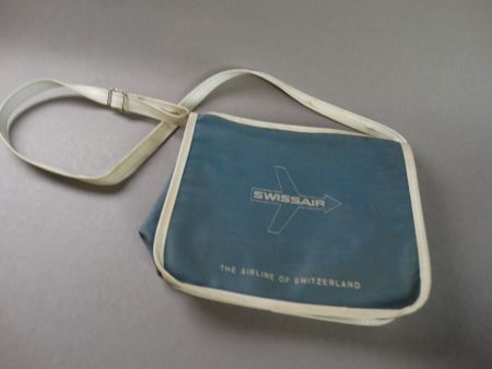 Echte Original antike vintage SWISSAIR kleine Anhänge-Tasche
