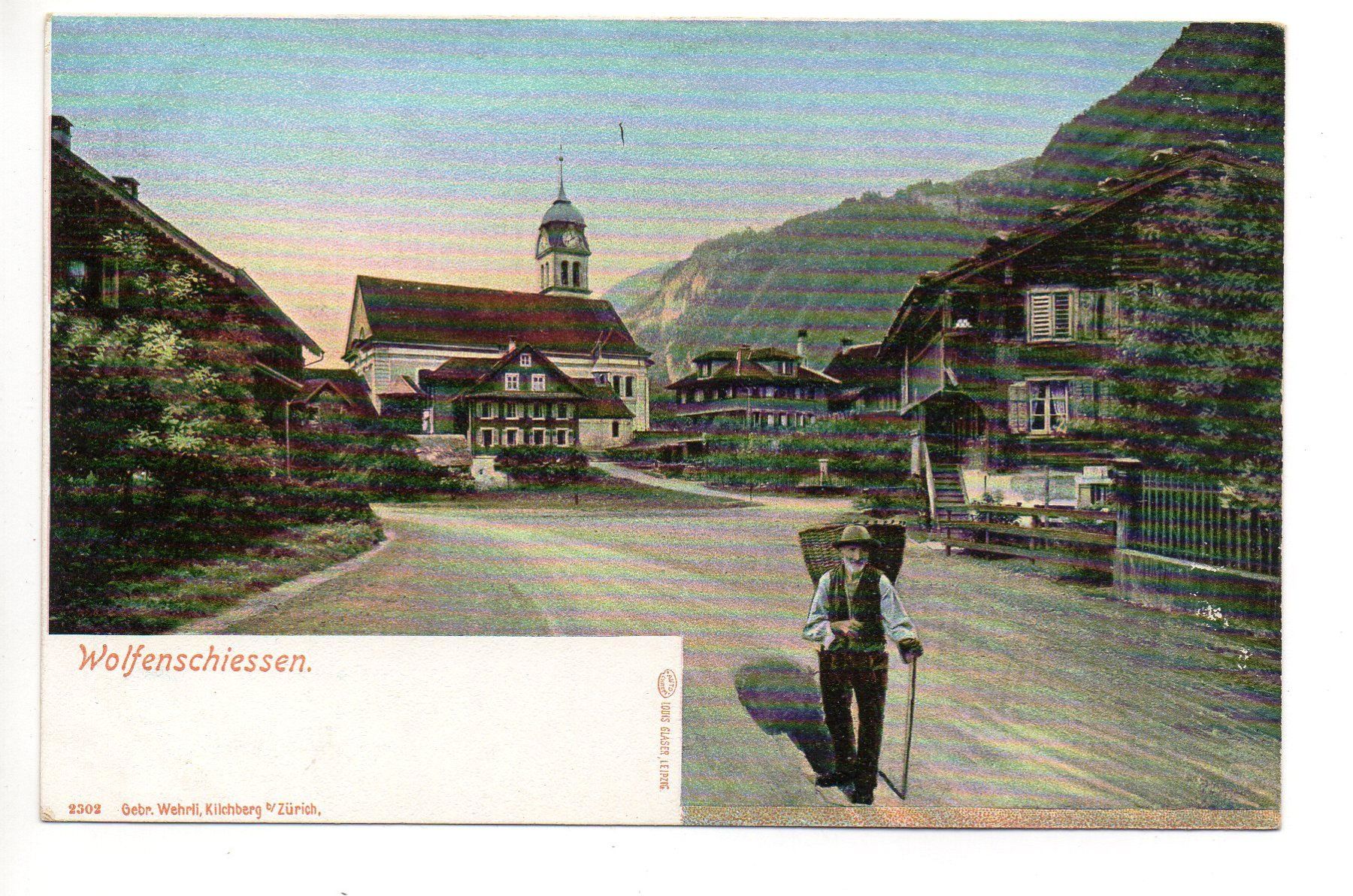 Ansichtskarten: WOLFENSCHIESSEN Mann mit Rückentrage – Neu (gemäss Beschreibung) aus Jona von philajona
