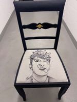 Design Stuhl Dali Motiv Vintage upcycling Unikat vergoldet