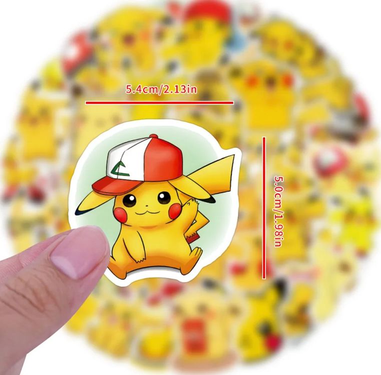 60 Stk. Sticker Aufkleber - Niedliche Pikachu Pokemon 