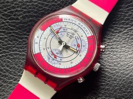 Swatch Chrono Navy Berry SCR100 1991 Top Zustand OVP