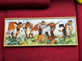 Kalenderblatt Kühe melken gerahmt von Martin Synacek