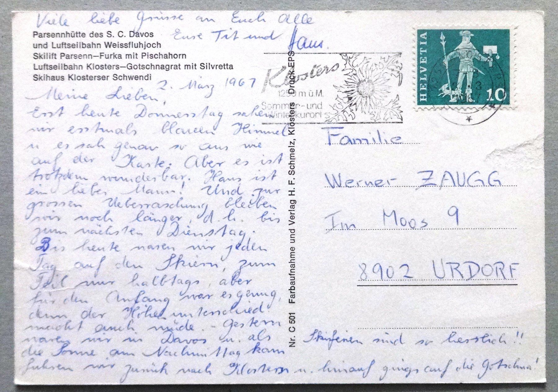 Cartoline postali: Klosters-Parsenn – Difettoso da Fétigny venduto da Billy2miny 1
