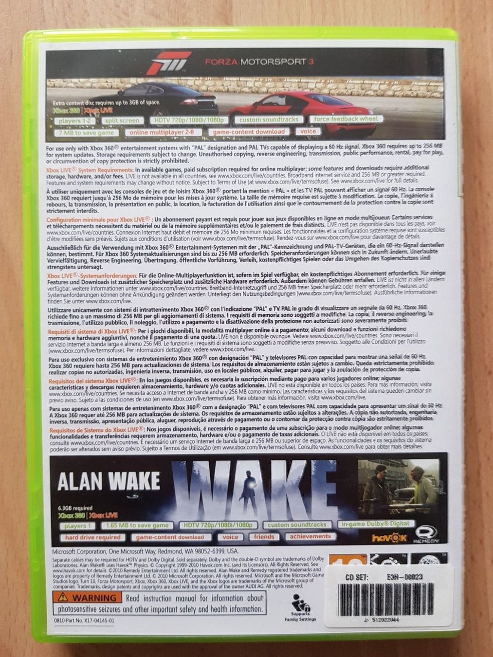 Giochi: Forza Motorsport 3 Alan Wake Double Pack – Usato da Bionnens venduto da Meg011 1
