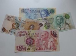 Sammlung von 4 alten Banknoten aus Ghana