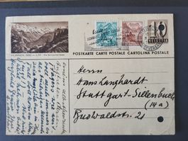 1948, Postkarte von Zürich nach Stuttgart 