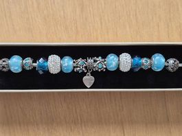 Armband Blau/Silber mit Charms