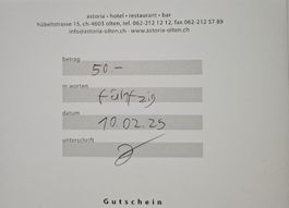 340.00 Astoria (Hotel, Restaurant, Bar) Gutscheine