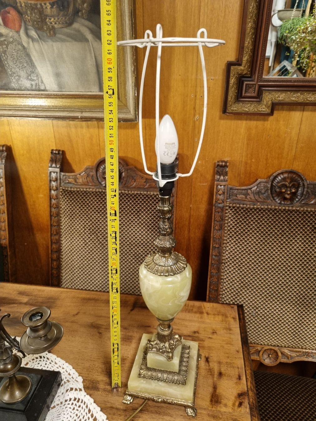 Lampen: Vintage Onyx Tischlampe Messing Barock mit Schirm – Gebraucht aus Scharnachtal von devin03 6