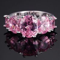 Stilvoller Ring mit rosa Topas, 925 versilbert, Gr. 7