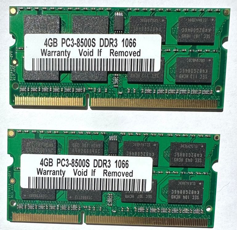 2x 4GB PC3-8500S DDR3 1066 | Kaufen auf Ricardo