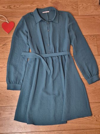 Hemdblusenkleid Anna Field Petrol Bindegürtel Gr M neuwertig
