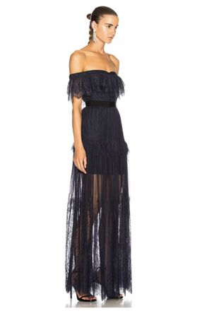Self-Portrait navy blue off the shoulder gown