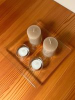 Glas Kerzenteller / quadratisch / 4-teilig