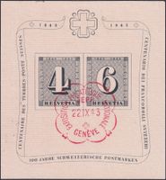 1943, W14 (Jubiläums-Block, Nr.18) von GENF: 22.IX.43 K:90.-