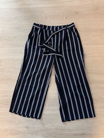Damen Culotte Hose gestreift blau weiss mit Bindegurt