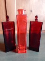 Lot Glas Parfum 3 Flaschen rot 2 spez. Parfumflaschen älter