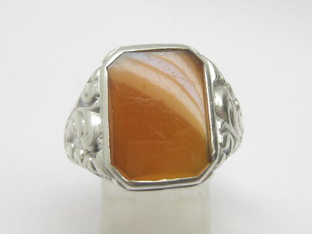 Anelli: Antik Ring Silber floral Karneol Gr. 60 – Usato da Ermatingen venduto da Decovin 1