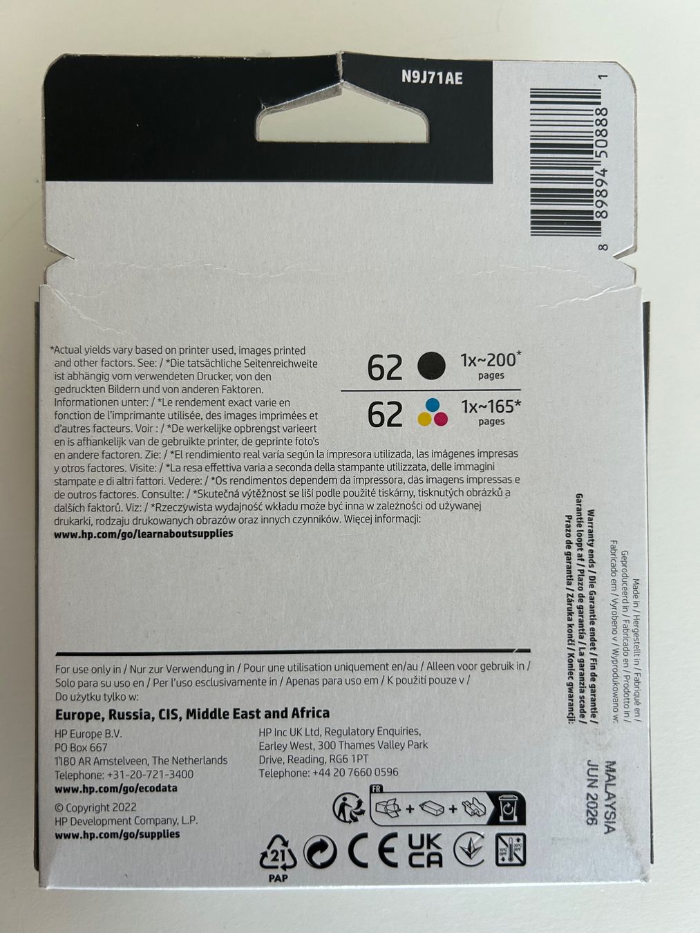 Hewlett Packard Druckerpatronen & Toner: HP 62 Druckerpatronen 2-pack – Neu und originalverpackt aus Oberwil b. Zug von design_at_work 1