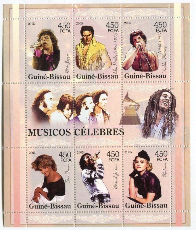 Tutti i francobolli: Block "The Beatles. Michael Jackson. Mick Jagger. Madonna". – Nuovo e nell'imballaggio originale da Basel venduto da Butsch5