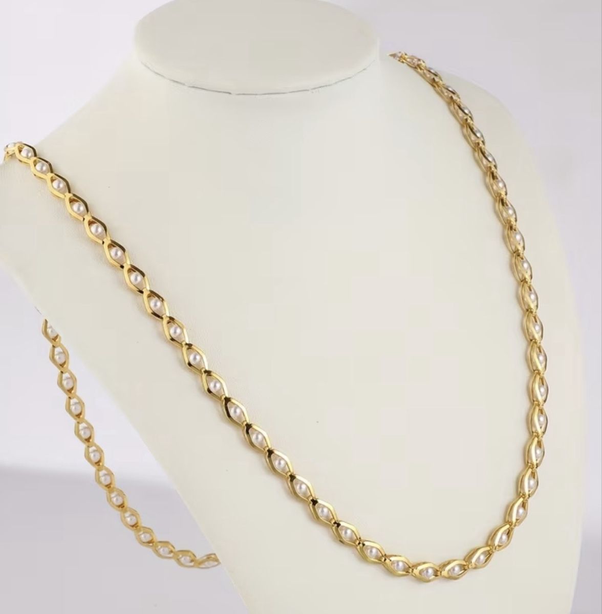 Ketten: Jolie parure plaquée et perles largeur 0,5 / collier 48 cm  – Neu (gemäss Beschreibung) aus Kloten von Vermicelles 2