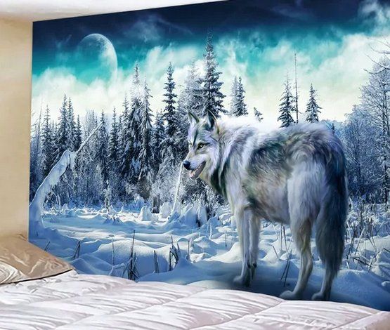 Poster & Bilder: Wandbehang Wolf im Schnee 95cm x 73cm – Neu und originalverpackt aus Walenstadt von emynmuil1