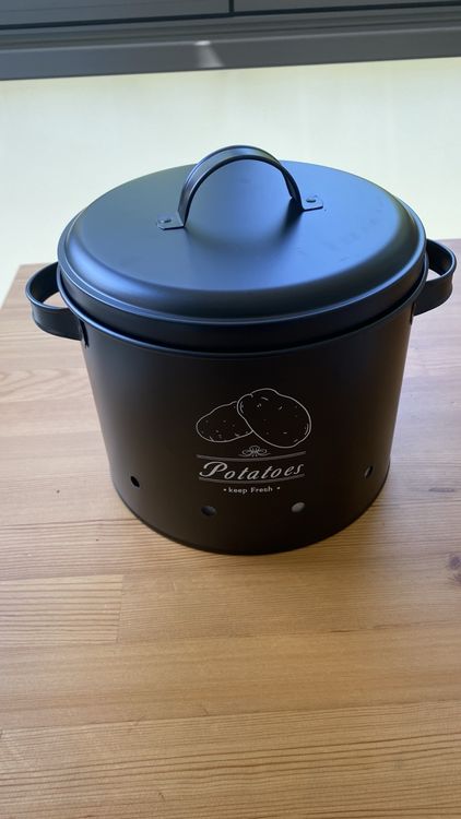 Kartoffeltopf Metall schwarz Brotkasten Aufbewahrung neu | Kaufen auf ...